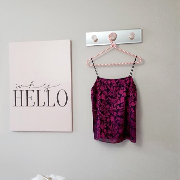 NWT Club Monaco black & purple floral burnout camisole tank top - Picture 8 of 9